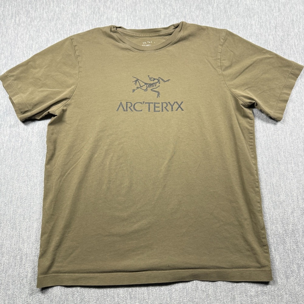 Arc'teryx Shirt Women M Olive Green Archaeopteryx Bird Logo Short Sleeve Crew